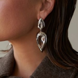 Lily Claspe Large Imara Quarts 14k Rhodium Plated Tear Drops Earings New